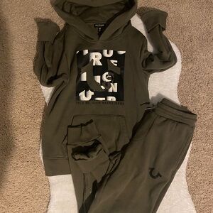 True Religion Olive Green Hoodie and Joggers Set
